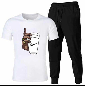 Premium Micro Men’s Tracksuit Cup Hand Print – Comfortable Sportswear | Gym & Workout Suit - Black Extra Large