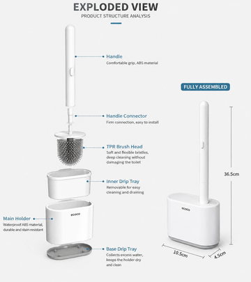 Wall-Mounted Toilet Brush with Free Cleaning Pads