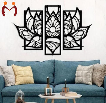 Laser Cut Lotus Wall Art Set for Home Decor