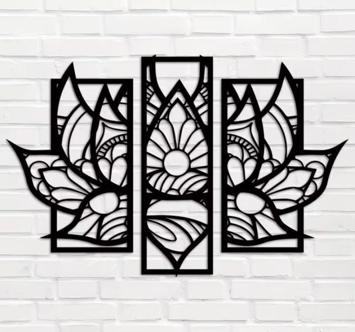 Laser Cut Lotus Wall Art Set for Home Decor