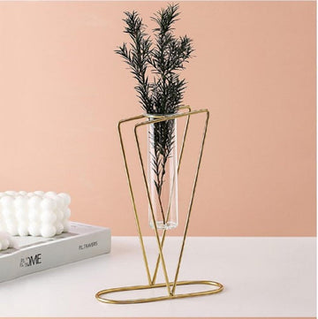 Golden Geometric Metal Vase for Home Decor