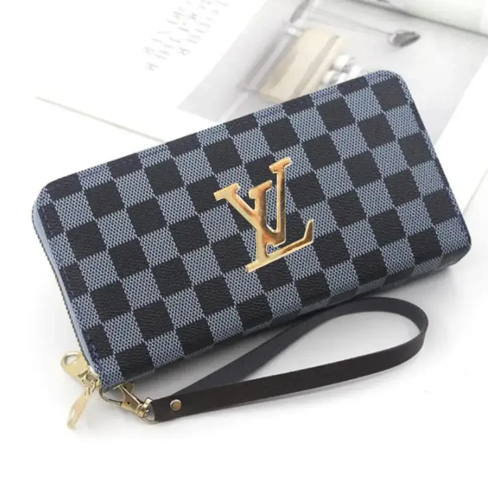Luxury Checkered Zipper Wallet for Men & Women
