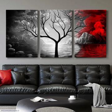3Pcs Tree Design Wall Art 8x11 MDF Multicolor