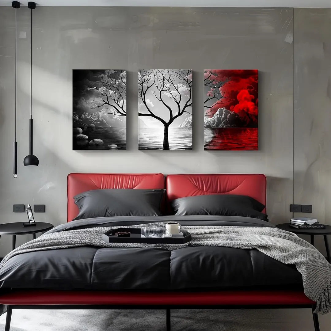 3Pcs Tree Design Wall Art 8x11 MDF Multicolor