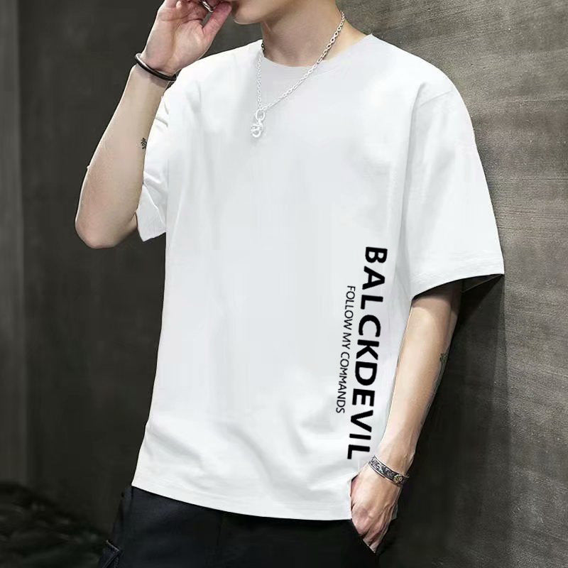 Men Slim Fit T-Shirt Summer Plus Size White